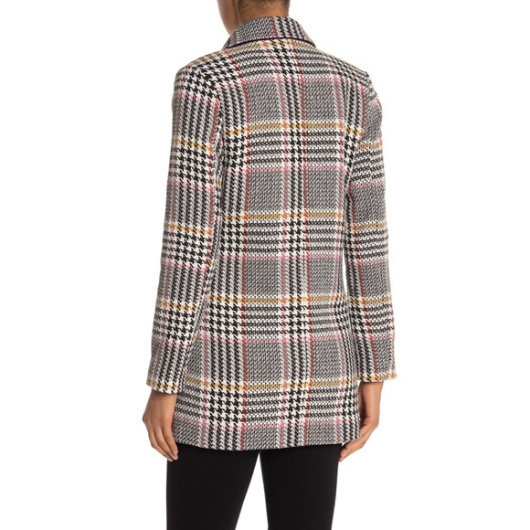 Sebby Glen Plaid Two Button Woven Coat White Black - Picture 2 of 7